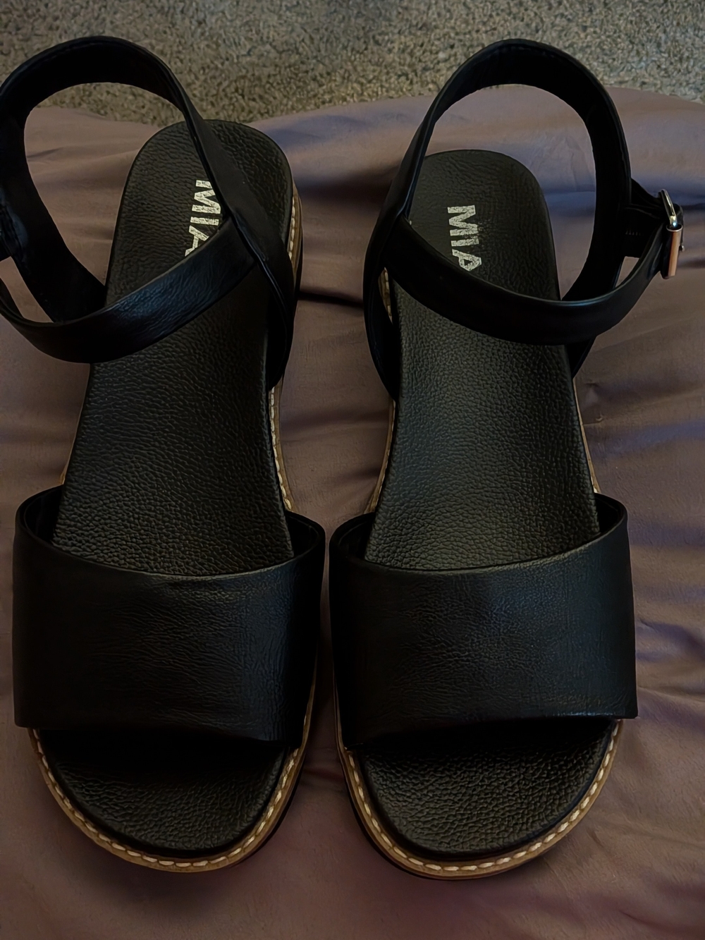 MIA Black Open-Toe Ankle-Strap Sandals